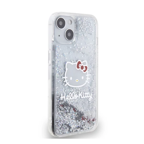 Hello Kitty Liquid Glitter Electroplating Head Logo Apple iPhone 12/12 Pro hátlap tok, átlátszó