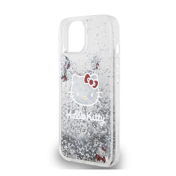 Hello Kitty Liquid Glitter Electroplating Head Logo Apple iPhone 12/12 Pro hátlap tok, átlátszó