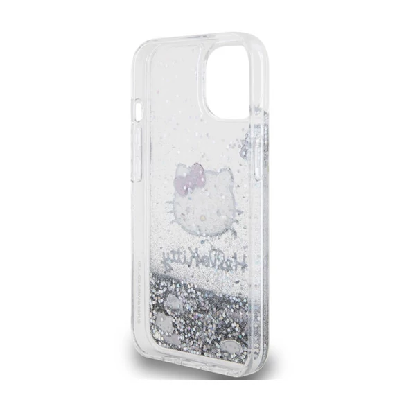 Hello Kitty Liquid Glitter Electroplating Head Logo Apple iPhone 12/12 Pro hátlap tok, átlátszó