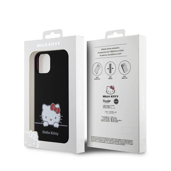 Hello Kitty Liquid Silicone Daydreaming Logo Apple iPhone 12/12 Pro hátlap tok, fekete