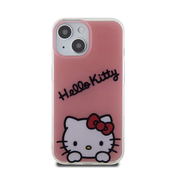 Hello Kitty IML Daydreaming Logo Apple iPhone 15 hátlap tok, rózsaszín