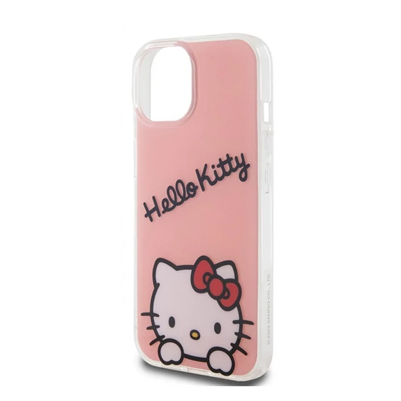 Hello Kitty IML Daydreaming Logo Apple iPhone 15 hátlap tok, rózsaszín