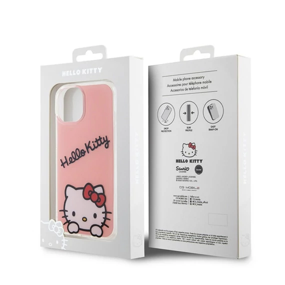 Hello Kitty IML Daydreaming Logo Apple iPhone 15 hátlap tok, rózsaszín