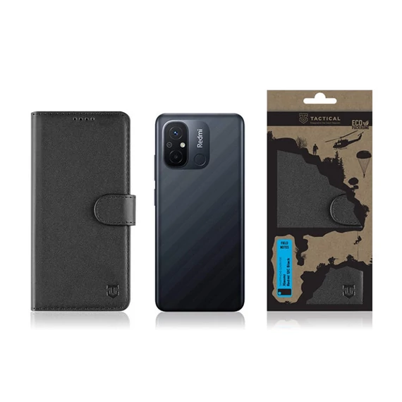 Tactical Field Notes Xiaomi Redmi 12C flip/oldalra nyíló tok, fekete