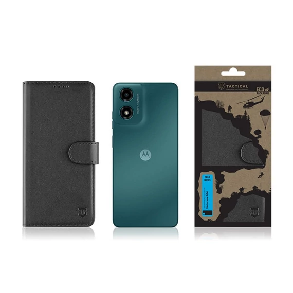 Tactical Field Notes Motorola G04 flip/oldalra nyíló tok, fekete