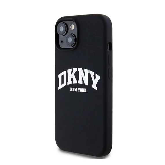 DKNY Liquid Silicone Arch Logo MagSafe iPhone 15 hátlap tok, fekete