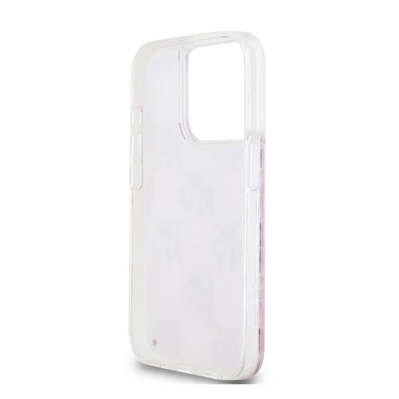 DKNY Liquid Glitter Checkered Pattern iPhone 15 Pro hátlap tok, rózsaszín