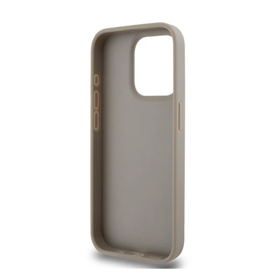 DKNY PU Leather Checkered Pattern and Stripe iPhone 15 Pro Max hátlap tok, bézs
