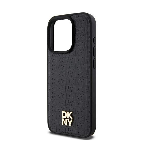 DKNY PU Leather Repeat Pattern Stack Logo iPhone 14 Pro Max Magsafe hátlap tok, fekete