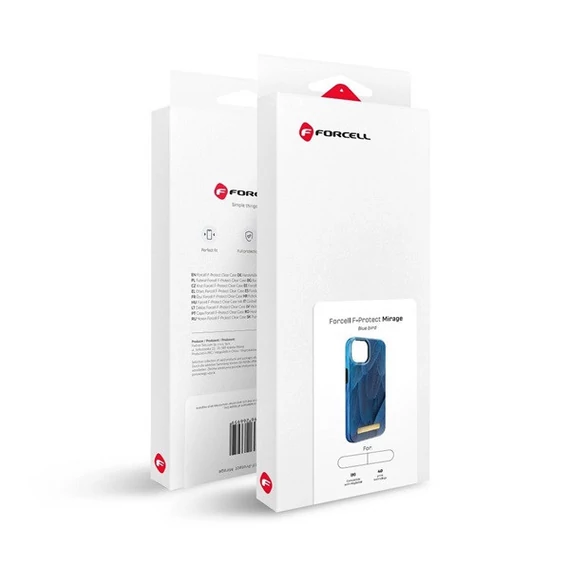 Forcell F-Protect Mirage Apple iPhone 14 Magsafe kompatibilis hátlap tok, madártoll minta, kék