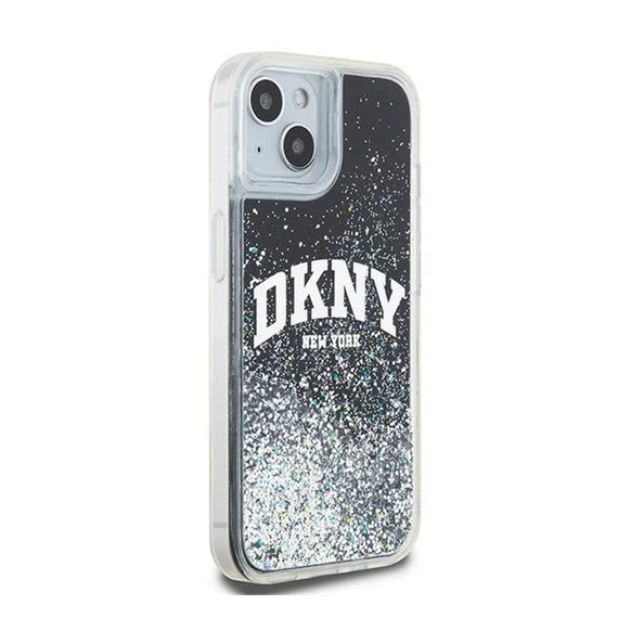 DKNY Liquid Glitter Big Logo Apple iPhone 15 Plus / 14 Plus hátlap tok, fekete, DKHCP15MLBNAEK