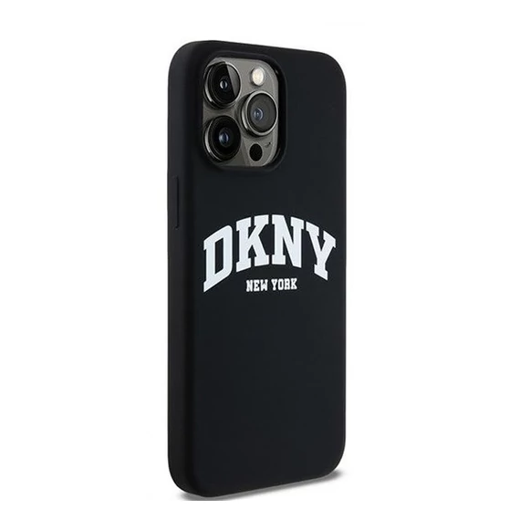 DKNY Liquid Silicone White Printed Logo Apple iPhone 13 Pro Max Magsafe hátlap tok, fekete, DKHMP13XSNYACH