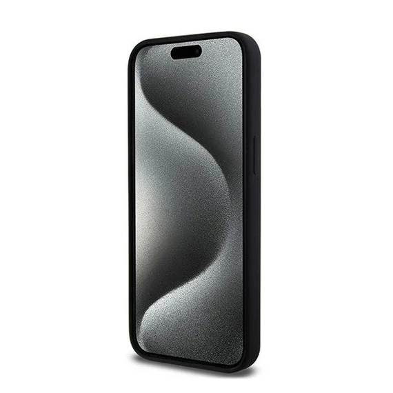 DKNY Liquid Silicone White Printed Logo Apple iPhone 13 Pro Max Magsafe hátlap tok, fekete, DKHMP13XSNYACH
