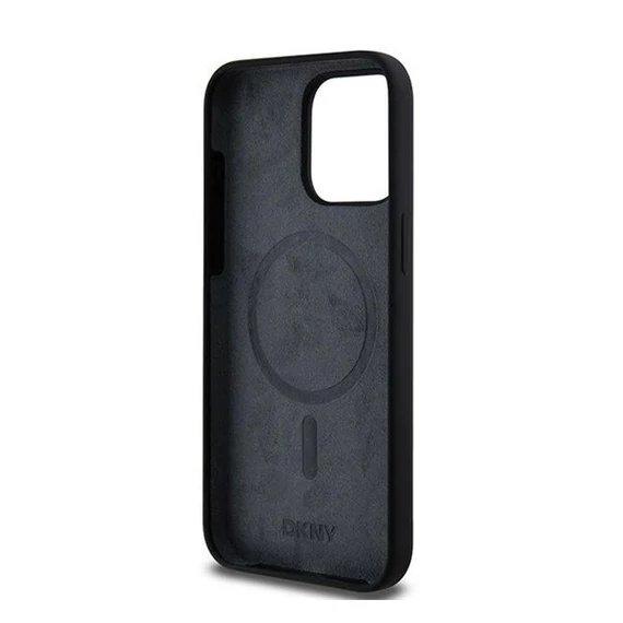 DKNY Liquid Silicone White Printed Logo Apple iPhone 13 Pro Max Magsafe hátlap tok, fekete, DKHMP13XSNYACH