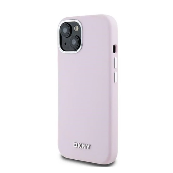 DKNY Liquid Silicone Small Metal Logo Apple iPhone 15 Plus / 14 Plus Magsafe hátlap tok, rózsaszín, DKHMP15MSMCHLP