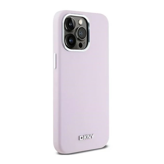DKNY Liquid Silicone Small Metal Logo iPhone 14 Pro Max Magsafe hátlap tok, rózsaszín, DKHMP14XSMCHLP