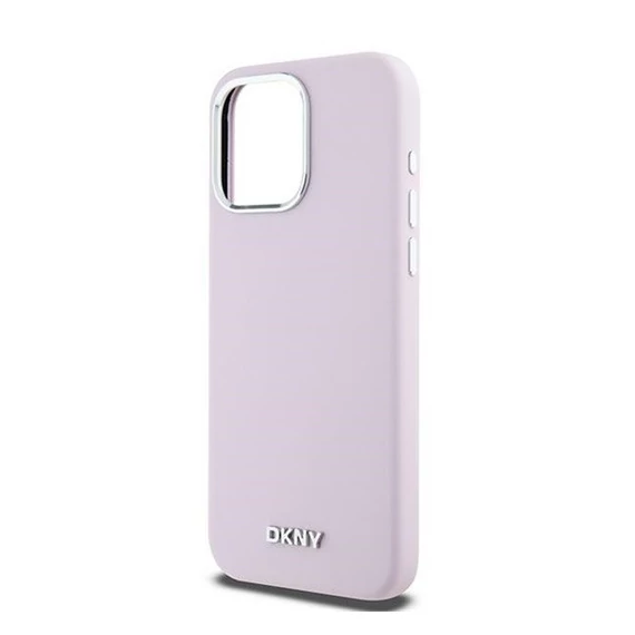 DKNY Liquid Silicone Small Metal Logo iPhone 14 Pro Max Magsafe hátlap tok, rózsaszín, DKHMP14XSMCHLP