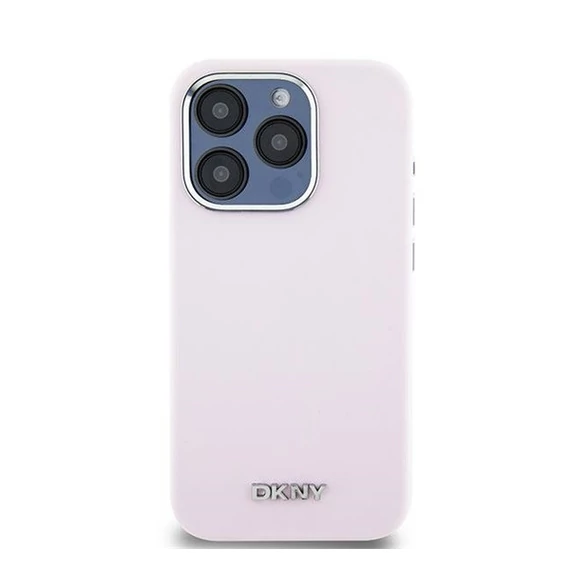 DKNY Liquid Silicone Small Metal Logo Apple iPhone 14 Pro Magsafe hátlap tok, rózsaszín,  DKHMP14LSMCHLP