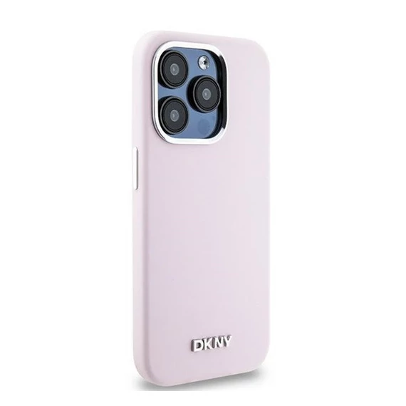 DKNY Liquid Silicone Small Metal Logo Apple iPhone 14 Pro Magsafe hátlap tok, rózsaszín,  DKHMP14LSMCHLP