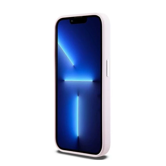 DKNY Liquid Silicone Small Metal Logo Apple iPhone 14 Pro Magsafe hátlap tok, rózsaszín,  DKHMP14LSMCHLP