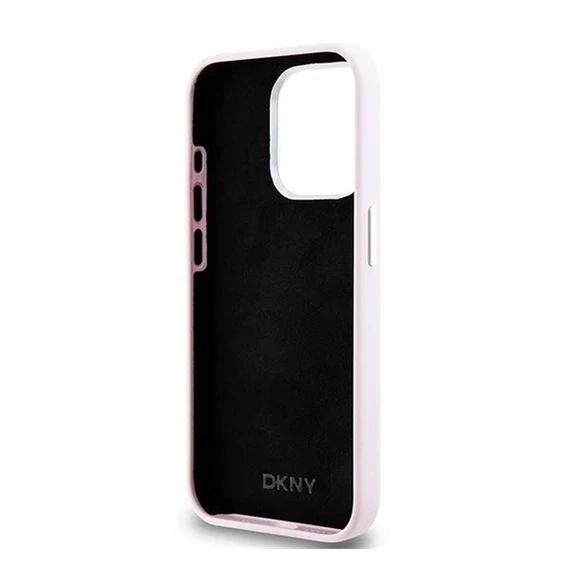 DKNY Liquid Silicone Small Metal Logo Apple iPhone 14 Pro Magsafe hátlap tok, rózsaszín,  DKHMP14LSMCHLP