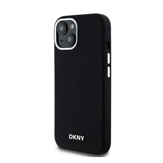 DKNY Liquid Silicone Small Metal Logo Apple iPhone 15 Plus / 14 Plus Magsafe hátlap tok, fekete, DKHMP15MSMCHLK