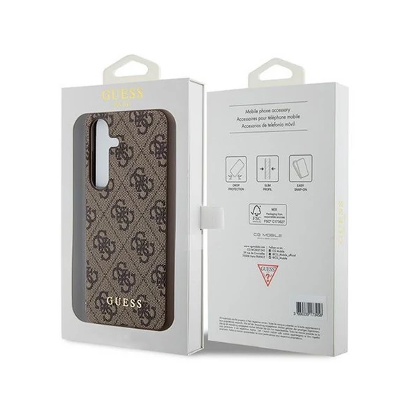 Guess 4G Metal Gold Logo Samsung Galaxy A35 hátlap tok, barna, GUOHCSA35G4GFBR