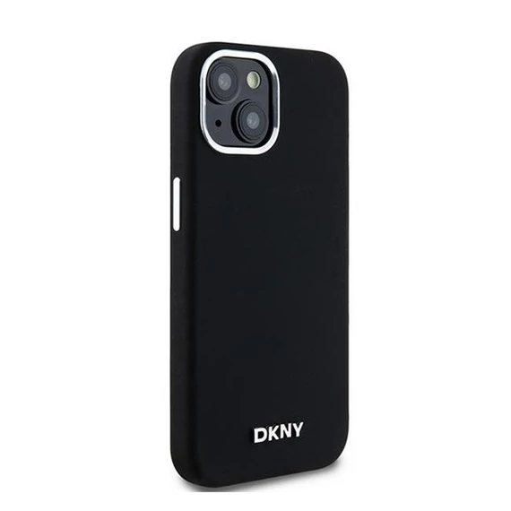 DKNY Liquid Silicone Small Metal Logo  Apple iPhone 13 / 14 / 15 Magsafe hátlap tok, fekete, DKHMP14SSMCHLK