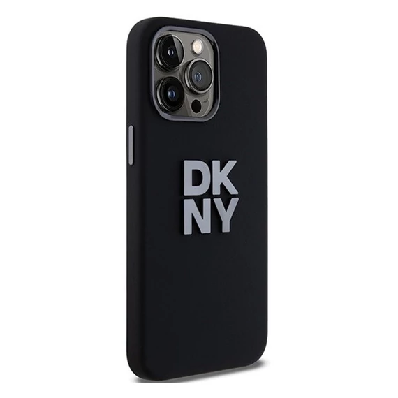 DKNY Liquid Silicone Metal Logo  Apple iPhone 15 Pro hátlap tok, fekete, DKHCP15LSMCBSK