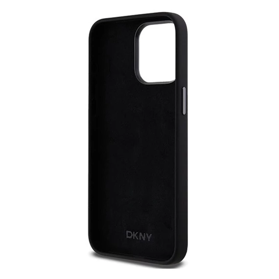 DKNY Liquid Silicone Metal Logo  Apple iPhone 15 Pro hátlap tok, fekete, DKHCP15LSMCBSK