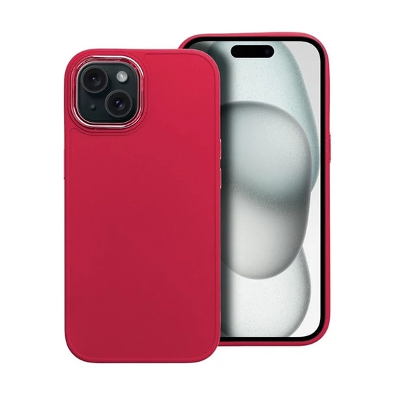 Frame iPhone 15 közepesen ütésálló tok kameravédő kerettel, magenta