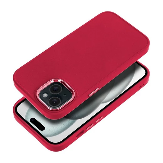 Frame iPhone 15 közepesen ütésálló tok kameravédő kerettel, magenta
