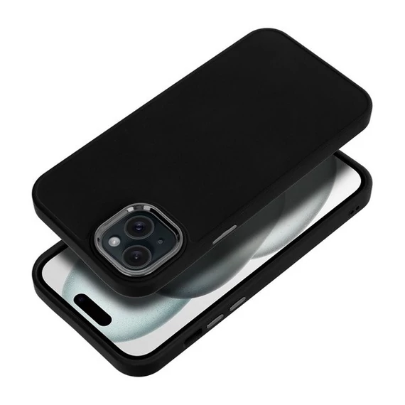 Frame iPhone 15 Plus közepesen ütésálló tok kameravédő kerettel, fekete