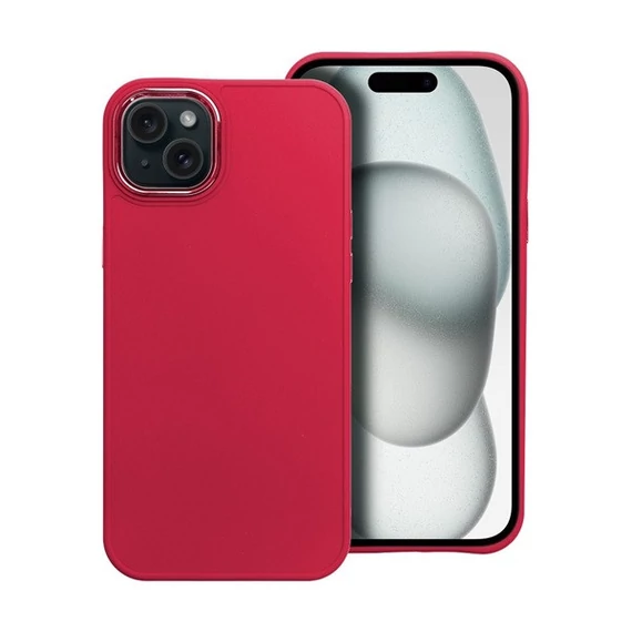 Frame iPhone 15 Plus közepesen ütésálló tok kameravédő kerettel, magenta