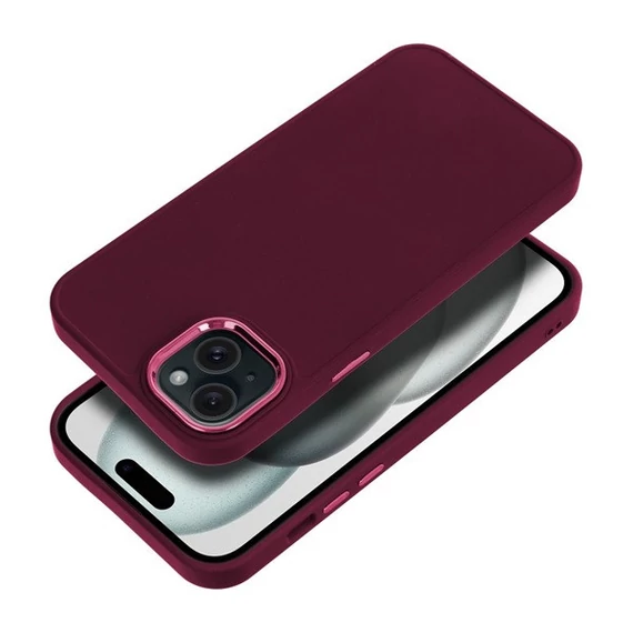 Frame iPhone 15 Plus közepesen ütésálló tok kameravédő kerettel, lila