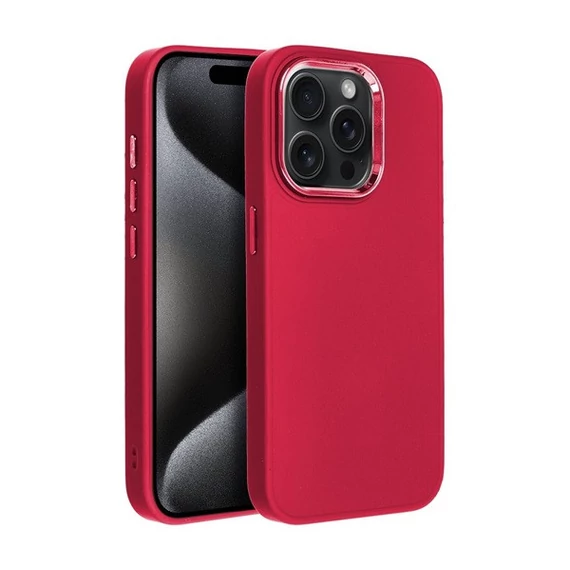 Frame iPhone 15 Pro közepesen ütésálló tok kameravédő kerettel, magenta