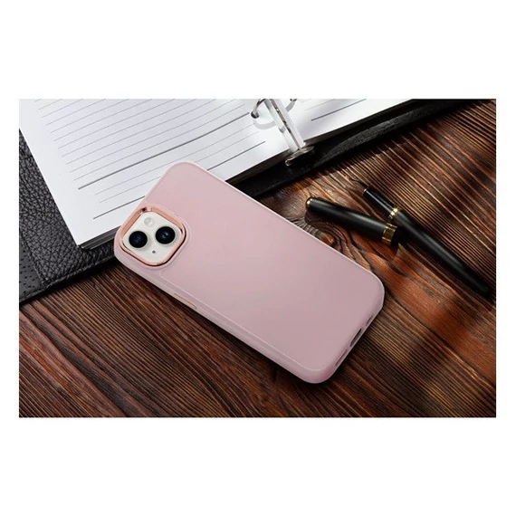 Frame iPhone 15 Pro Max közepesen ütésálló tok kameravédő kerettel, rózsaszín