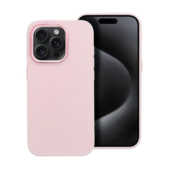 Frame iPhone 15 Pro közepesen ütésálló tok kameravédő kerettel, rózsaszín