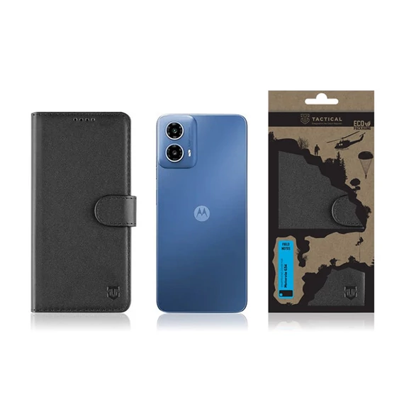 Tactical Field Notes Motorola G34, flip/oldalra nyíló tok, fekete