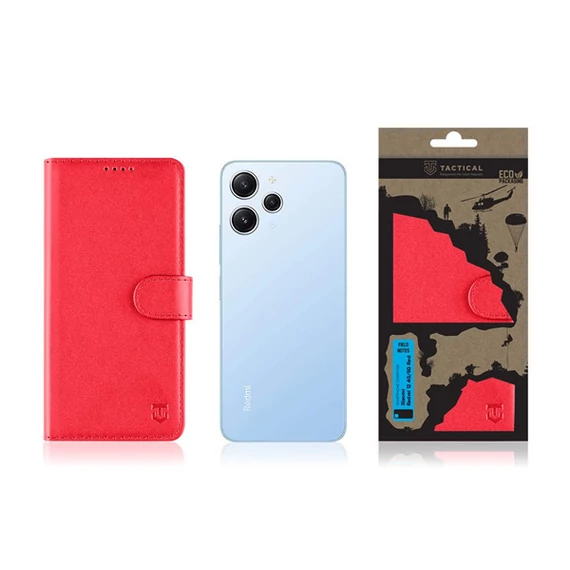Tactical Field Notes Xiaomi Redmi 12 4G/5G, flip/oldalra nyíló tok, piros
