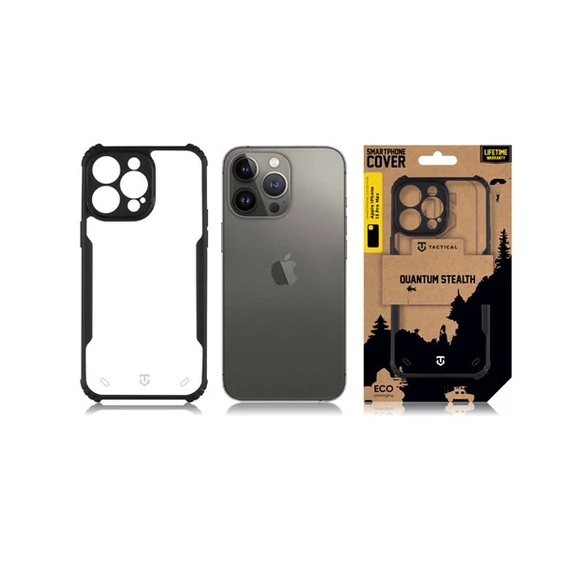 Tactical Quantum Stealth Apple iPhone 14 Pro Max hátlap tok, átlátszó/fekete