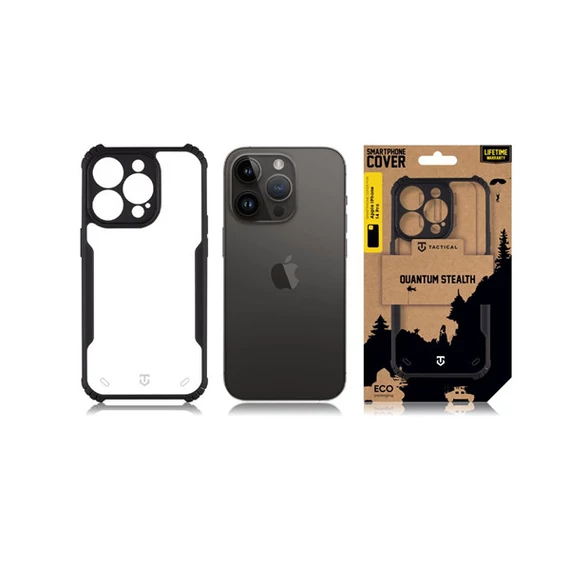 Tactical Quantum Stealth Apple iPhone 14 Pro hátlap tok, átlátszó/fekete