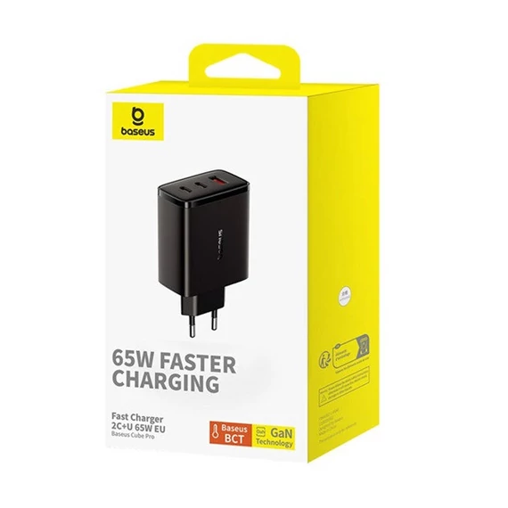 Baseus OS-Cube Pro töltő 2xUSB-AUSB-C + USB-A, 65W, fekete