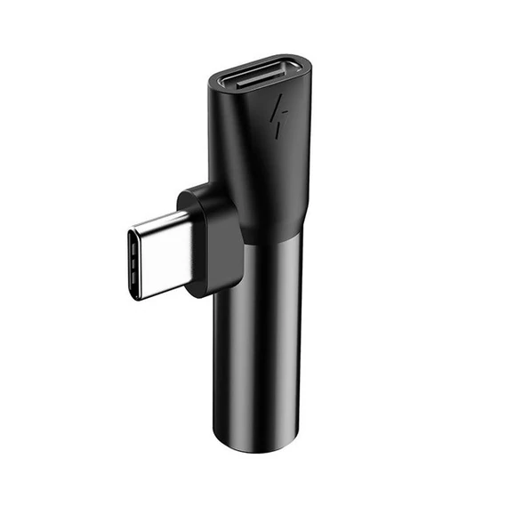 Baseus USB-C-USB-C+Mini Jack 3,5 mm audio adapter, fekete