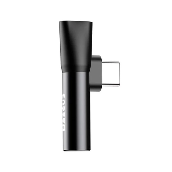 Baseus USB-C-USB-C+Mini Jack 3,5 mm audio adapter, fekete