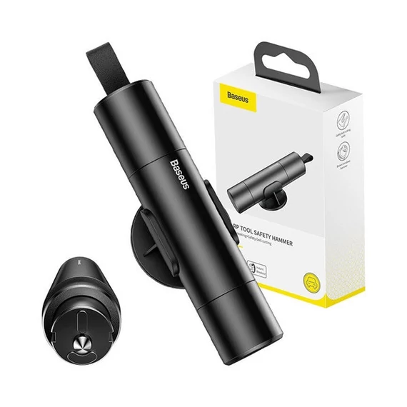 Baseus Sharp Tool Safety Hammer 2 az 1-ben autótartozék, ablakkalapács + kés, fekete