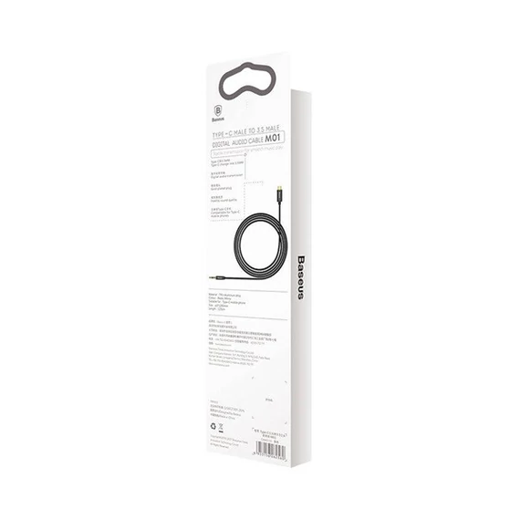Baseus Yiven USB-C / 3,5 mm-es mini jack audio kábel, 1,2 m, fekete