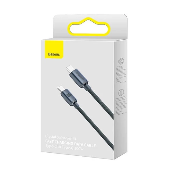 Baseus Crystal Shine USB-C / USB-C kábel, 100W, 2m, fekete