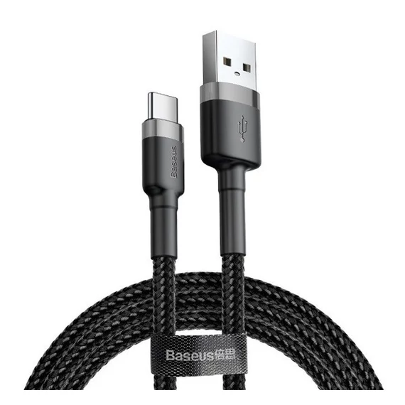 Baseus Cafule USB / USB-C töltő- és adatkábel, 2A, 3m, szürke-fekete