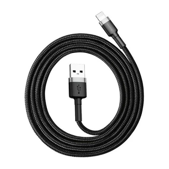 Baseus Cafule USB / Lightning töltő- és adatkábel, 2.4A, 1 m, szürke-fekete